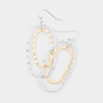 Fashion Two Tone Hammered Dangle Earrings