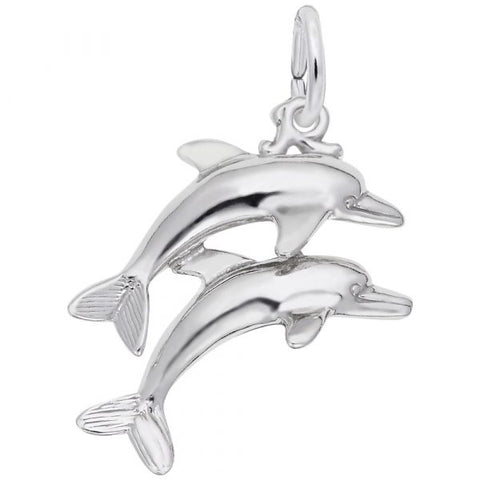 Sterling Silver Two Dolphins Charm