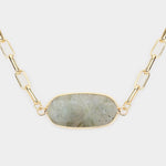 Fashion Gold Tone Green Stone Pendant Necklace
