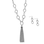 Fashion Silver Tone Tassel Necklace Set