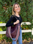 Wine Aris Hobo Bag with Embroidered Guitar Strap