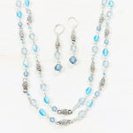 Fashion Blue Stone Double Layered Necklace Set
