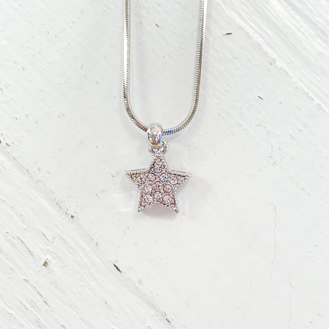 Pave Star Snake Chain Fashion Necklace