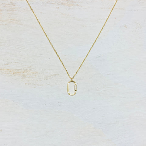 Sterling Silver Gold Plated Carabiner Necklace