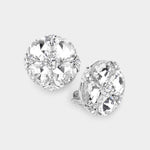 Fashion Silver Tone Rhinestone Clip On Earrings