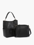 Black Textured Abby Bucket Bag