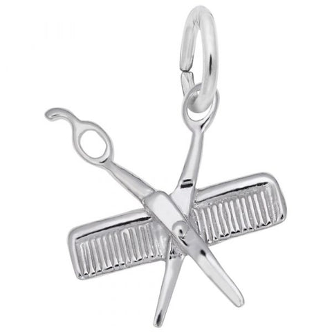 Sterling Silver Petite Comb & Scissors Charm