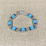 Magnetic Silver Tone Recatangle Turquoise Fashion Bracelet
