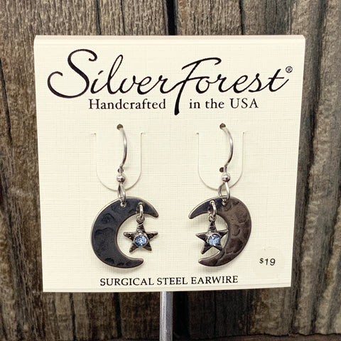 Moon w/ Star Dangle Earrings