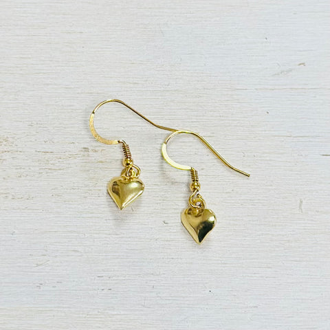 Sterling Silver Puffy Heart Dangle Earrings