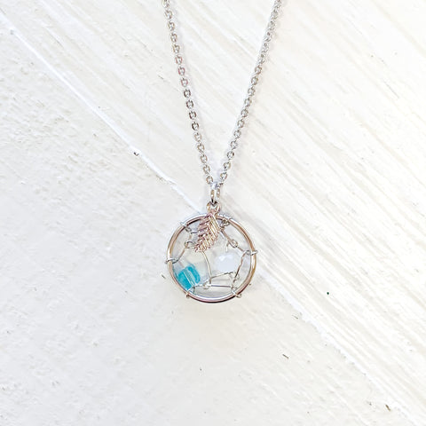 Silver Tone Dreamcatcher Necklace
