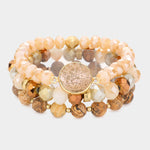 Fashion Multi Stone Stretch Bracelet Set of 3