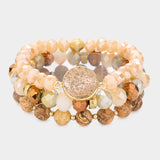 Fashion Multi Stone Stretch Bracelet Set of 3