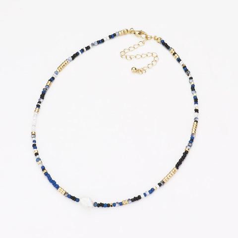 Fashion Pearl Blue Beaded Necklace