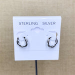 Sterling Silver CZ Chain Link Huggie Hoops