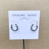 Sterling Silver CZ Chain Link Huggie Hoops