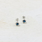 SS September CZ Halo Stud Earrings