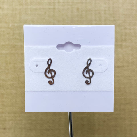 Silver Tone Music Note Fashion Studs