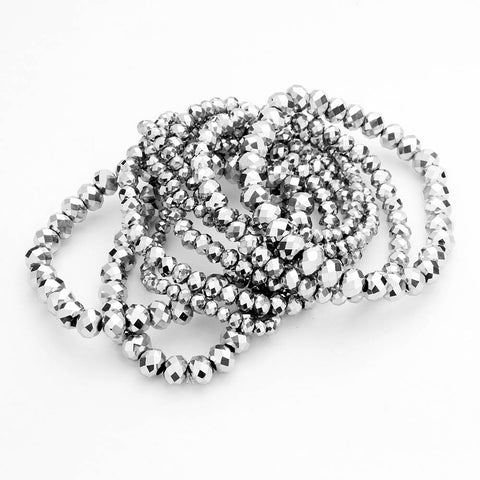 Fashion Silver Stretch Bracelet Set of 9