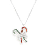 Fashion CZ Candy Cane Bow Necklace