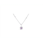 Pink Tourmaline CZ Bezel Necklace (October)