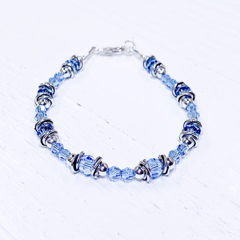 Sterling Silver March Crystal Bracelet