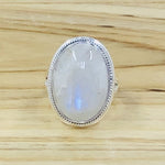Sterling silver Moonstone large opal ring-size 9