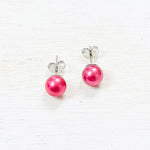 Sterling Silver Pink Imitation Pearl Studs