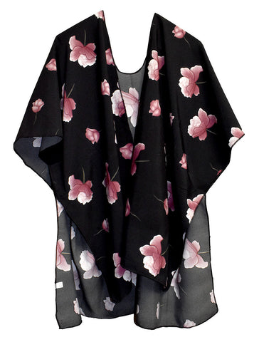 Kimono- Black/Purple Floral