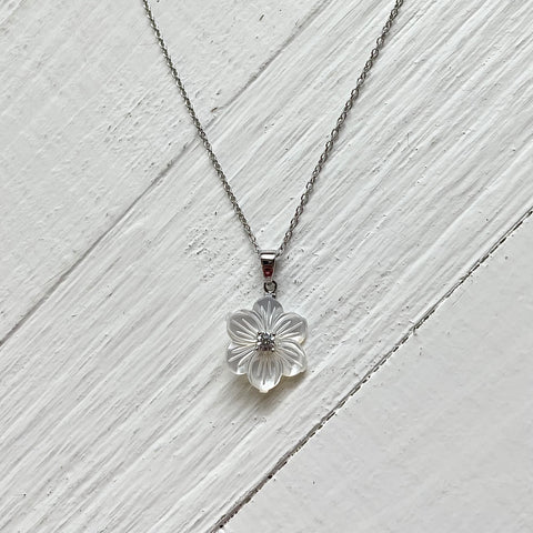 Sterling Silver Small Flower Charm Necklace
