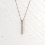 Silver Tone Crystal Bar Pendant Necklace