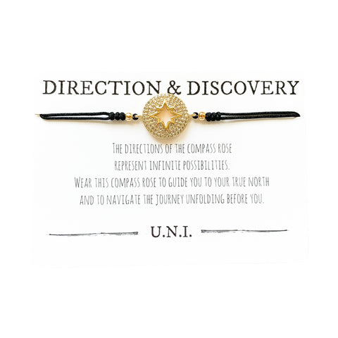 Direction & Discovery Bracelet - Black Cord