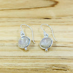 Sterling Silver  Round Rainbow Moonstone Earrings