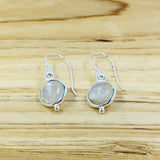 Sterling Silver  Round Rainbow Moonstone Earrings