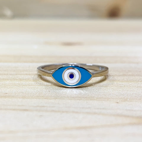 Sterling Silver Blue Evil Eye Ring