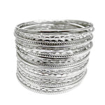 Fashion Silver Tone 24 Bangle Set