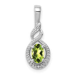 Sterling Silver August Genuine Peridot and Diamond Necklace