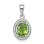 Sterling Silver August Oval Halo Necklace w/ CZ’s