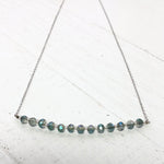 Sterling Silver Iridescent Beaded  adjustable length Necklace