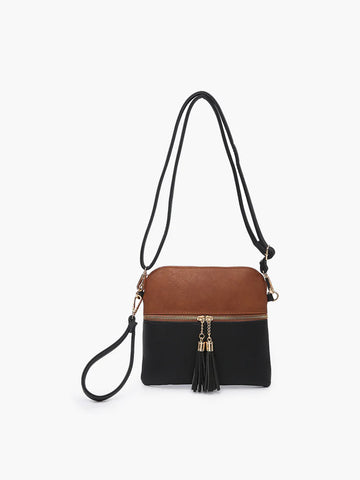 Tara Black & Brown Two-Tone Crossbody