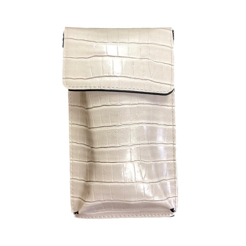 Juno Beige Crocodile Wallet w/ Crossbody Strap