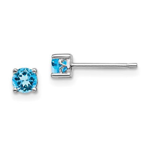 Sterling Silver Genuine Blue Topaz Swiss Studs