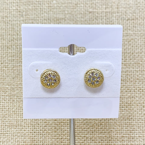 Silver Tone Pave Circle Studs
