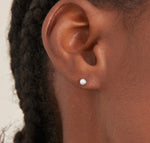 Silver Pearl Cabochon Stud Earrings
