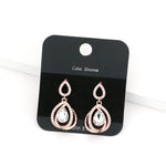 Fashion Rose Gold CZ Teardrop Earrings