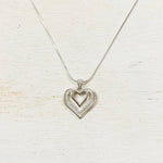 SS CZ Layered Heart Necklace
