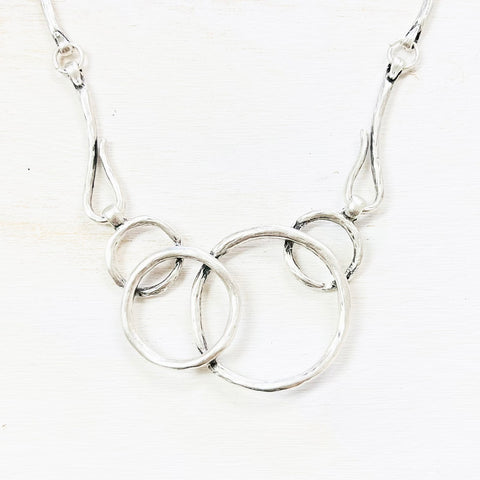 Fashion Silver Tone Circles Necklace