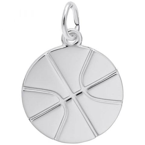 Sterling Silver Flat Basketball Charm