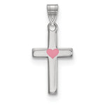 Sterling Silver Pink Heart Cross Necklace