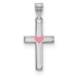 Sterling Silver Pink Heart Cross Necklace